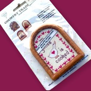 Country Traditional Cross Stitch Kit Cathedral Frame My Goose Is Cooked NWT NOS